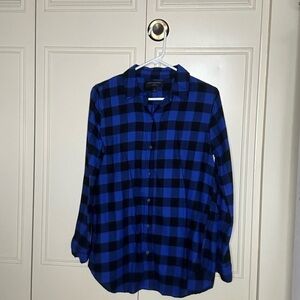 Banana Republic Boyfriend Fit Blue Long Sleeve Flannel Size Small
